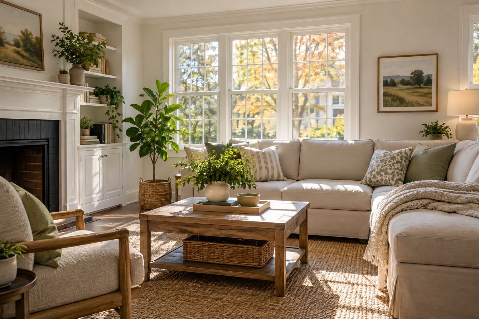 A cozy Amesbury living room, illustrative